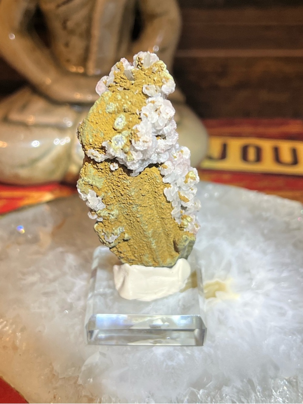 Purple Calcite Rosettes on Candle Quartz- Inner Mongolia - Picture 3 of 3